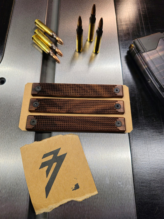 Mlok rail covers. Walnut. Micro dot texture