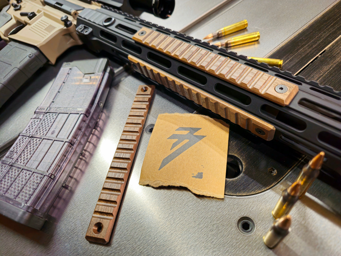 Large Grooves. 4 mlok slot standard walnut Rail panels