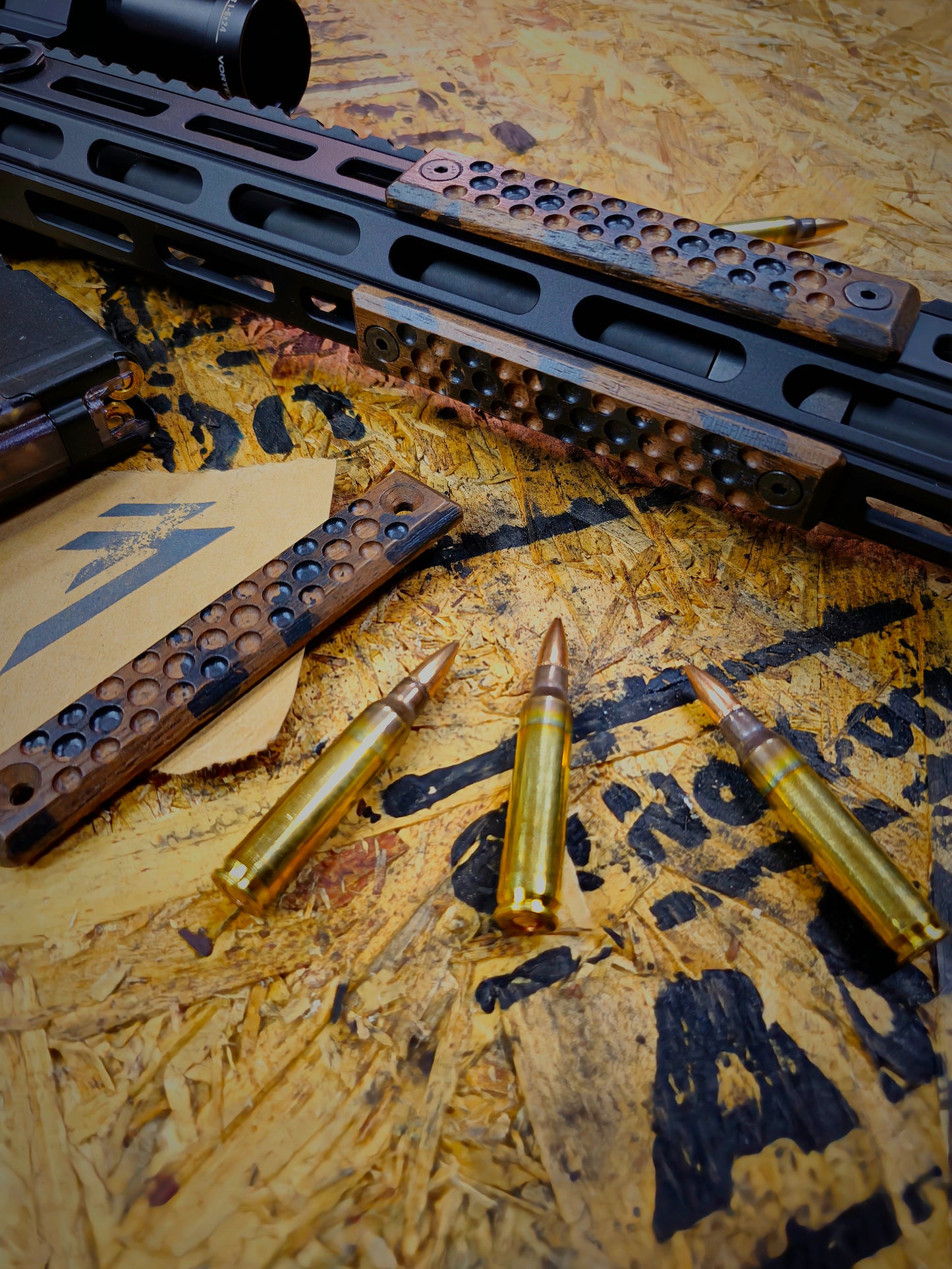 Black Camo- Walnut M-lok Rail Covers. 2.5 Slot (3.9") *Set of 3*