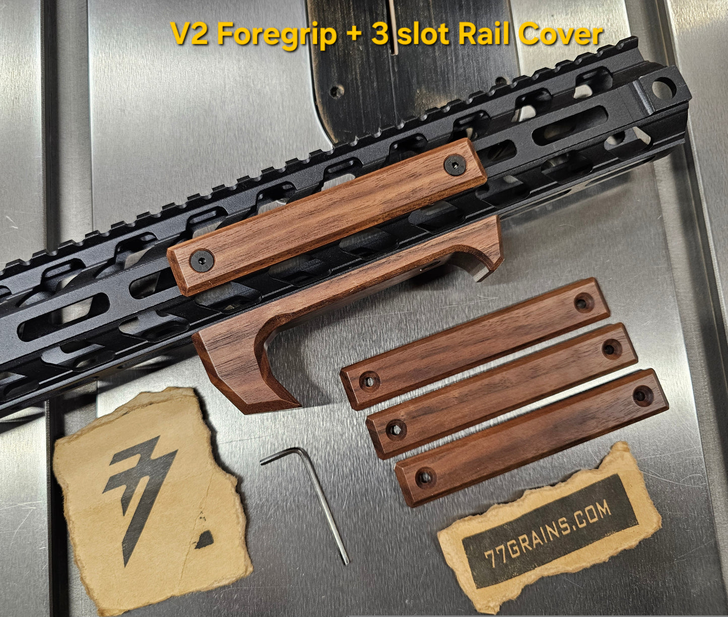 V2 Walnut Angled Foregrip- M-lok or Keymod