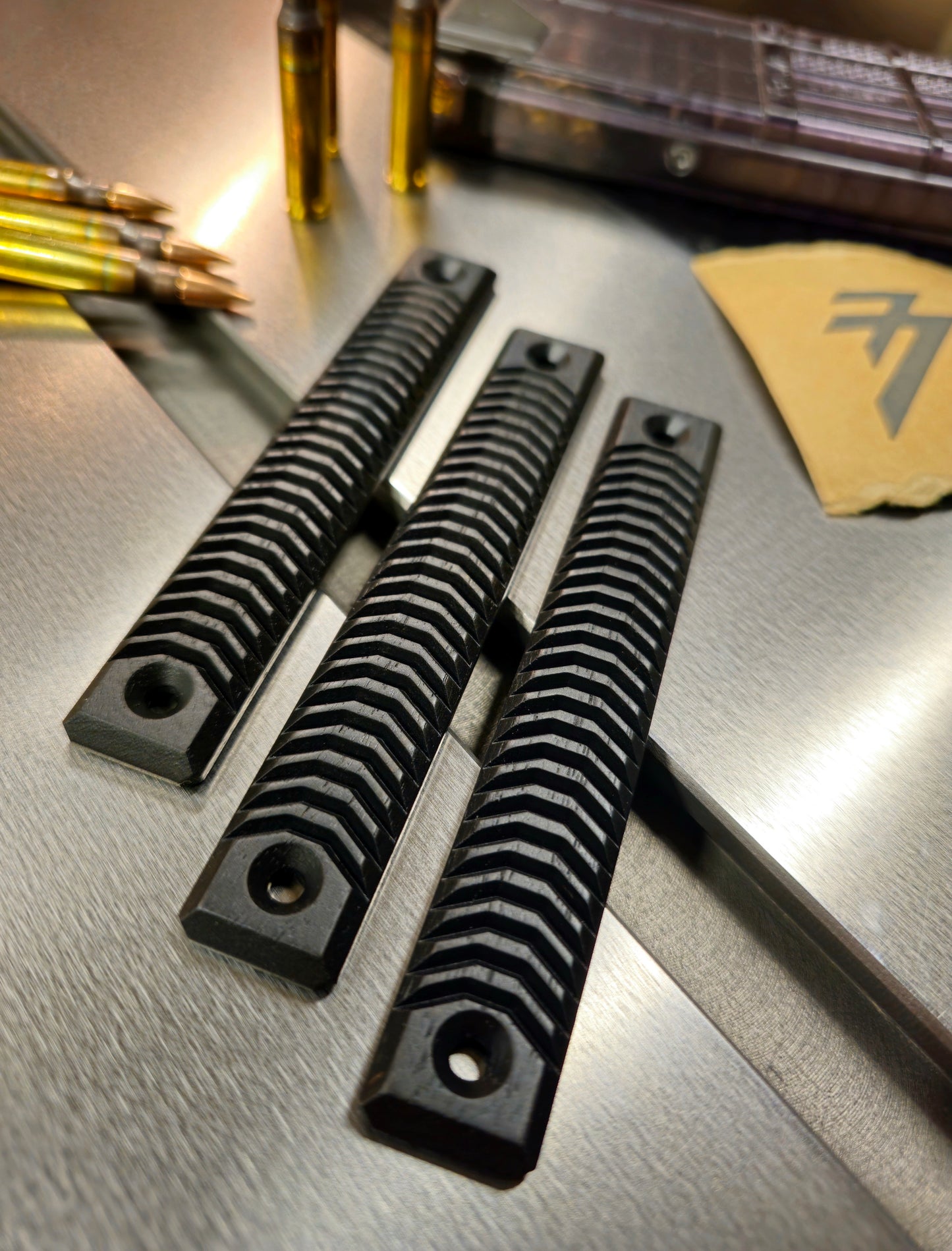 V blunt blackout style. 4 mlok slot hardwood rail covers