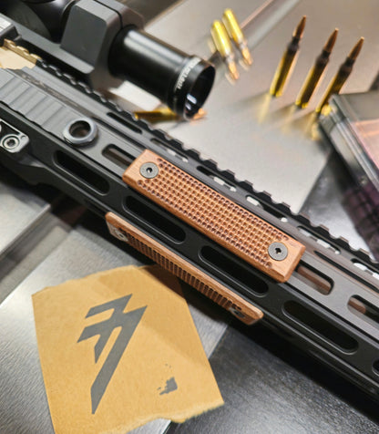 Walnut mlok handguard panels. Micro dot style in 2 mlok slot length