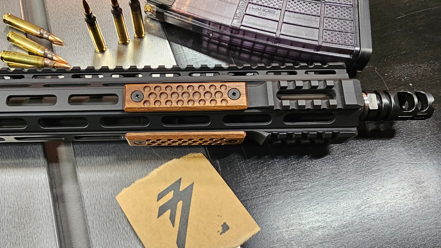 Dimple style walnut Rail Covers. 2 mlok slot length