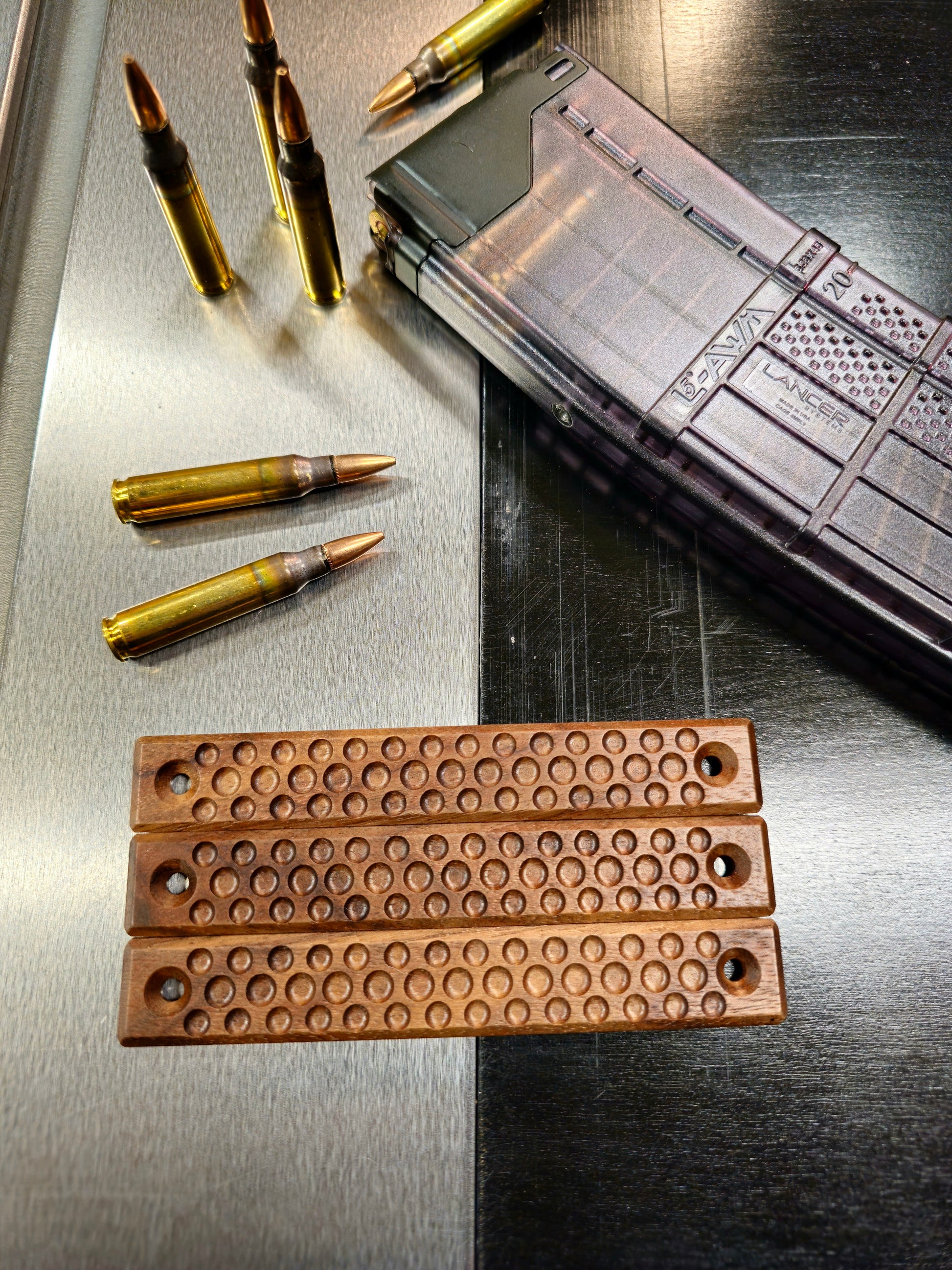 Dimple texture. 3 m-lok slot walnut Rail covers