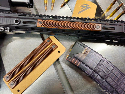 4 slot. V blunt texture. Standard Walnut wood mlok cover set