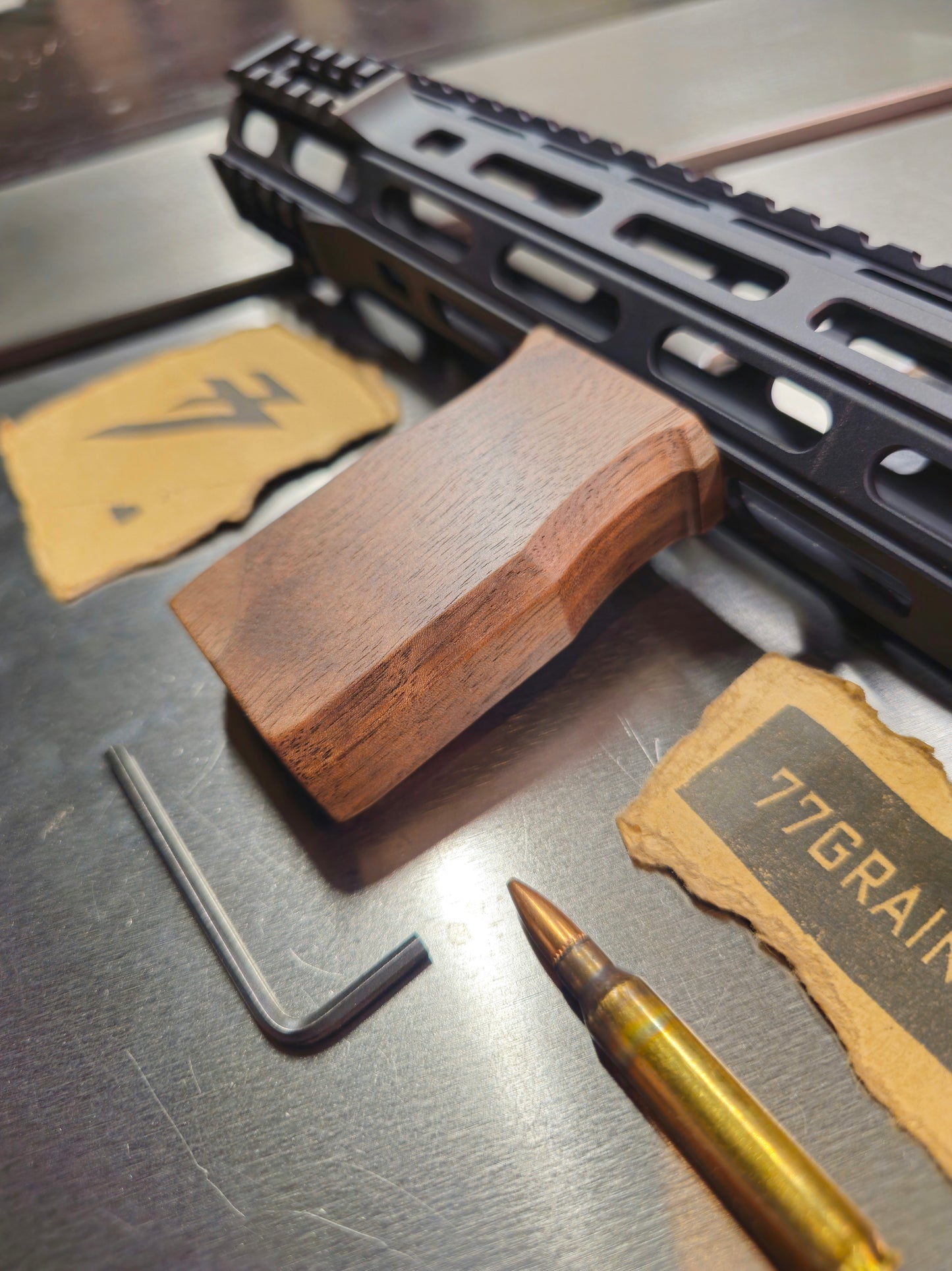 Straight Vertical Grip, Walnut, M-lok & Keymod